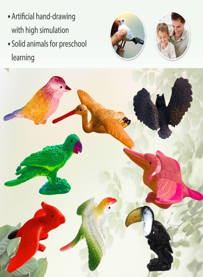 Mallexo PVC Bird Figures Toys for Kids 3D Model Birds Animal Figure Play Set 8PCs Different Types of Miniature Sparrow Animals Toys for Children Soft Farm Birds Toys Set Birthday Return Gift (BIRDS 8) - Image 3